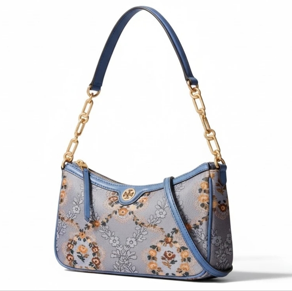 Tory Burch Handbags - TORY BURCH T Monogram Brocade Studio Bag - Sea Frost